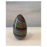 Vintage Marano 3 inch glass swirl egg shaped paperweight. Signed