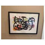 28“ x 21“ Contemporary, abstract, black framed picture. Primarily black and reds.