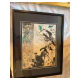 14” x 11” Abstract watercolor in black frame
