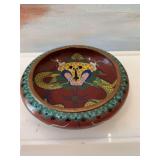 Antique Chinese Cloisonne 5 1/2” squat decorative bowl