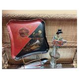 11 1/2 inch lacquer oriental tray and a Vintage Japanese hand-painted geisha girl. 9” head has been reattached.