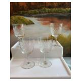 Set of four vintage Rhein Kristal Crosshatch cut Crystal wine glasses-Germany, five and three-quarter inches