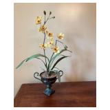 26 inch floral arrangement in metal urn style planter