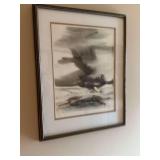 22“ x 28“ Wood framed watercolor painting titled “Jesse’s snow” by Dolph Smith signed and numbered