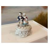 Antique Victorian/ Colonial porcelain couple trinket box. Germany.