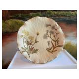 Antique Royal Worcester 19 c Blush botanical floral ivory with gold trim plate. 9 1/4 inches.