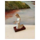 Vintage Cybis signed porcelain figurine. First flight-Girl with bluebird.