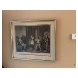 30“ x 26“ Stipple Engraving titled Angelo’s House from William Shakespeare play act two scene one originally painted by Robert Smirke. 18th C.