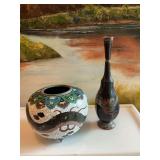 Two vintage Cloisonne vase. Both with damage as shown.