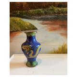 Antique 5”Cloisonne vase with dragon motif