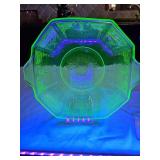Anchor Hocking "Princes" green uranium depression glass vegetable bowl from the 1930s