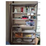 Metal utility shelf 17.5 x 36.5 x 72 in tall. Includes all contents.