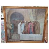 Antique lithograph "Aufbruch vom Abendmahl" (The Return from the Last Supper) by the German painter and lithographer Wilhelm Steinhausen (1846–1924). 17.75 x 16.5 in tall.