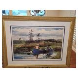 Winslow Homer "The Blue Boat" framed print. 39.5 x 30.5 in tall.