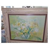 Mid-20th-century floral print titled "Summer Fragrance" by American artist Carol Auer. 38.25x32.25 in tall.