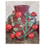 Lovely pomegranate 3D vase. 10.75 in tall.