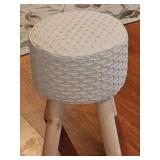 Sohl Furniture 4 leg stool with knit covering. 11 x 15 in tall.