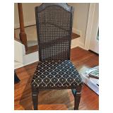 Vintage came back chair with black upholstered seat. 18 x 18 x 41 in tall. Seat height is 18 in.