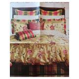 Gorgeous Raymond Waites "Summer Palace" bedding set for king size bed. Includes comforter, dustruffle, decorative shams, two sets of drapes with valances. First pictures is stock photo. Second photo i