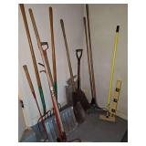 Grouping of yard tools. Shovels, rakes, hayforks, and more. See all photos