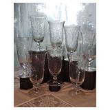 Set of eight crystal tea goblets. Tiffin by Franciscan. No chips, cracks, flea bites found.