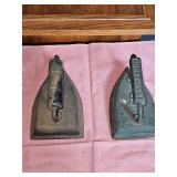 Number 8 unmarked cast iron sad iron and Sheffield number 6 cast iron sad iron