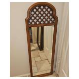 Bassett mirror Company lattice top wood framed mirror. 16x47.5 in tall.