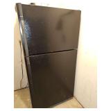Kenmore black textured door refrigerator freezer. No ice maker. Working as it should. Needs a good cleaning. No offensive odors. 32.75 x 33 in deep including handles x 65 in tall.