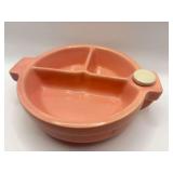 Vintage Hankscraft Ceramic Pink Divided Food Warmer with Cork Stopper