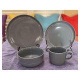 Service for (6) of Crate & Barrel Hue Light Gray Aaron Probyn Dinnerware - 6 dinner plates, 6 salad plates, 6 mugs and 6 bowls - 24 total pieces