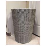 Gray faux wicker clothes hamper - 17-1/2”D x 24” tall