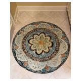 100% Virgin Wool Pile Round Hand-Hooked Rug - Supreme Collection - design LR98718 - color Blue - 3’9” round