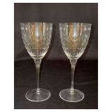 Set of (2) HOYA Crystal Princess Wine Goblets - 8” tall