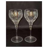 Set of (2) HOYA Crystal Peony White Wine Glasses - 7” tall