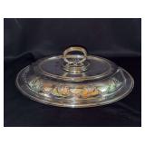 Exquisite vintage Collis & Co. silver-plated covered serving dish, resembling an English beaded entree dish with an ornate loop handle and neoclassical garland engraving - 12” long x 5-1/2 tall to t