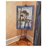 Exquisite stained glass panel - piece was custom made out of the country for the seller - also includes very nice decorative easel - panel measures 24-1/2 x 34