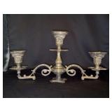 Gorgeous silverplate 3-arm tabletop candelabra - 15-1/2 x 7-1/4 tall