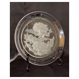 NEW Stunning HOYA Boehm Lead Crystal Plate with Frosted Thistle Motif - 8-1/4” - CDS911B
