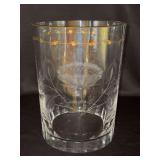 Gorgeous Moser Crystal Wine Chiller with etched thistle motif and gold accents - 8”D x 11” tall