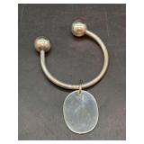 Tiffany & Co. sterling screwball keyring with large sterling oval tag - in protective bag - 16 grams