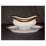 Extraordinary Tiffany & Co. Black Band Gravy Boat with attached tray- Limoges-France
