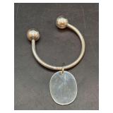 Tiffany & Co. sterling screwball keyring with large sterling oval tag - in protective bag - 16 grams