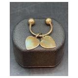 Tiffany & Co. sterling screw ball key ring with (2) sterling heart tags - 12 grams