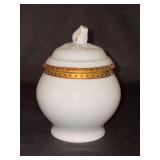 Extraordinary Tiffany & Co. Gold Band Lidded Sugar Bowl - Limoges-France - 5-1/4” tall