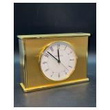 Authentic Vintage MCM Tiffany & Co Swiss Made Luxury Gold Tone Table/Desk/Mantle Clock - 6-3/4 x 1-3/4 x 4-3/4 tall - price on bottom $575