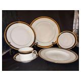 Extraordinary Tiffany & Co. Black Band 6-pc place setting - Limoges-France - includes Dinner Plate, Salad Plate, Dessert Plate, Soup Bowl and Cup/Saucer