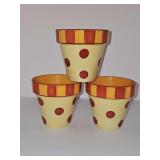3 Gail Pittman Pottery planters. 4.25 in tall.