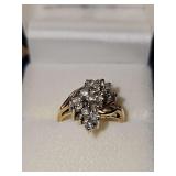 14 karat yellow gold ring with diamonds. Size 7 1/2. Weighs 4.5 g