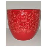 Red ceramic planter. 8.25-in diameter X 7.5 in tall.