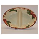 Franciscan Fresh Fruit earthenware oval divided vegetable dish. 11 x 7 x 2.5 in tall.